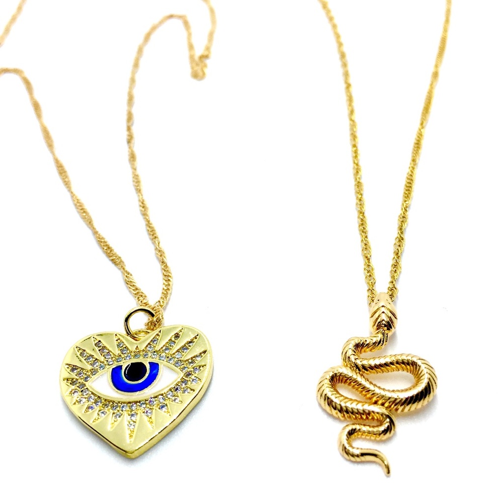 Evil Eye Necklace , Heart Necklace , Snake necklac